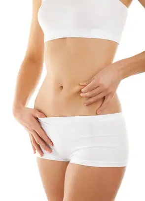 Slim woman isolated on white background