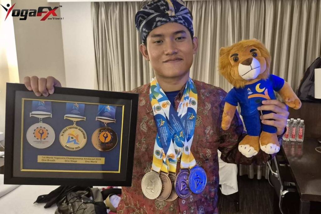 Arkan Fauzan Riyanto YogaFX 2022 graduate with two silver and three bronze medals World Yogasana Championship Ahmedabad