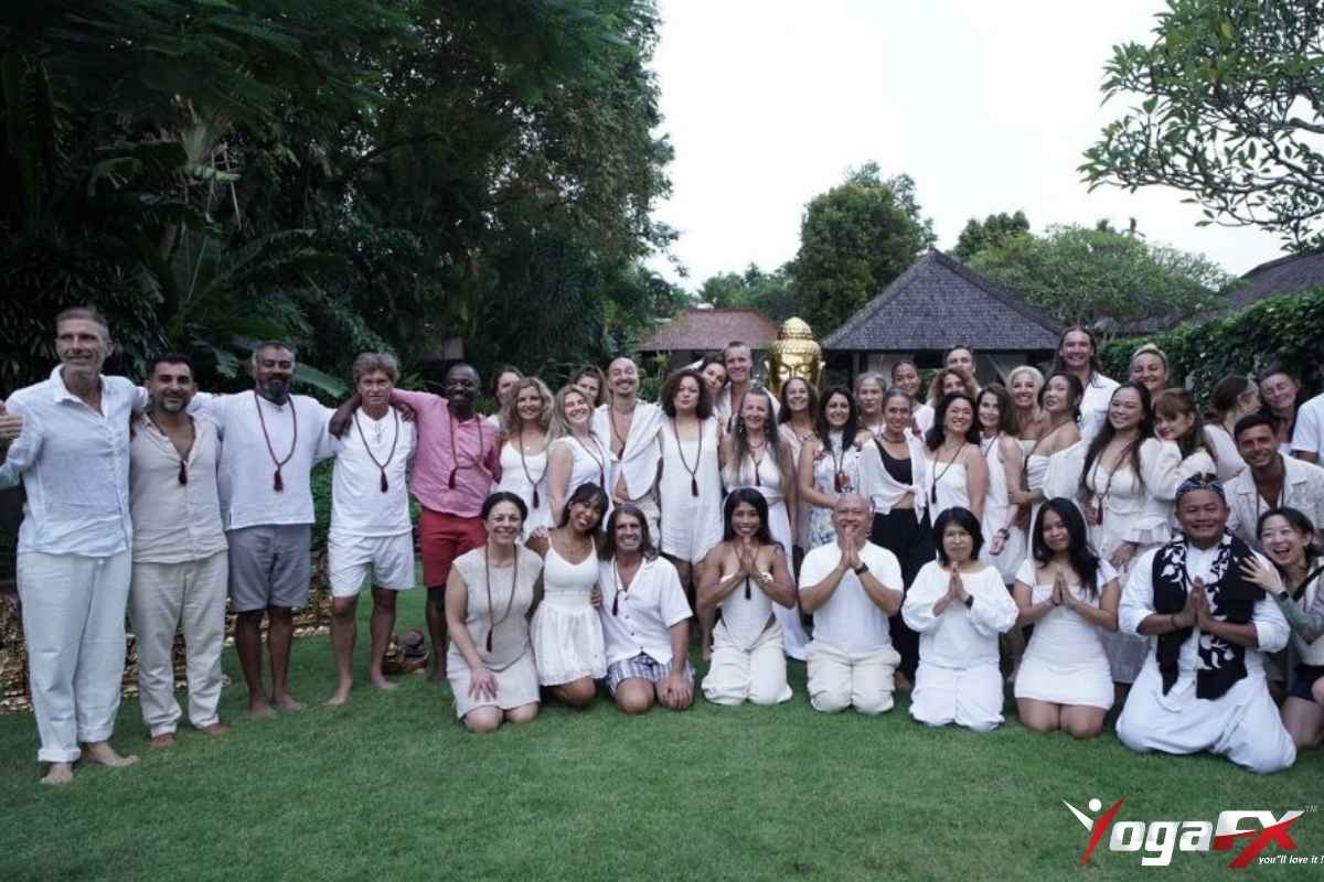 YogaFX teacher training graduates celebrating graduation day together at the Seminyak studio in Bali