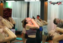 Singapore student practicing Bikram Hot 26&2 posture during YogaFX teacher training in Bali